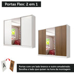 Guarda-Roupa Casal 100% MDF Madesa Zurique 3 Portas de Correr com Espelho Branco/Rustic