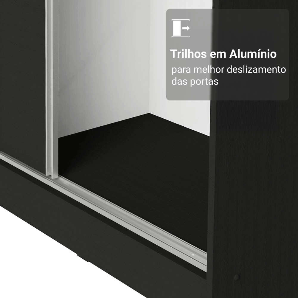 Guarda-Roupa Casal 100% MDF 3 Portas Preto Malta Madesa