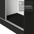 Guarda-Roupa Casal 100% MDF 3 Portas Preto Malta Madesa