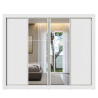 Guarda-Roupa Casal Madesa Montana 4 Portas de Correr com Espelho Branco