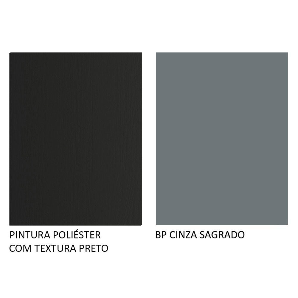 Guarda-Roupa Casal Madesa Reno 3 Portas de Correr com Espelhos Preto/Cinza