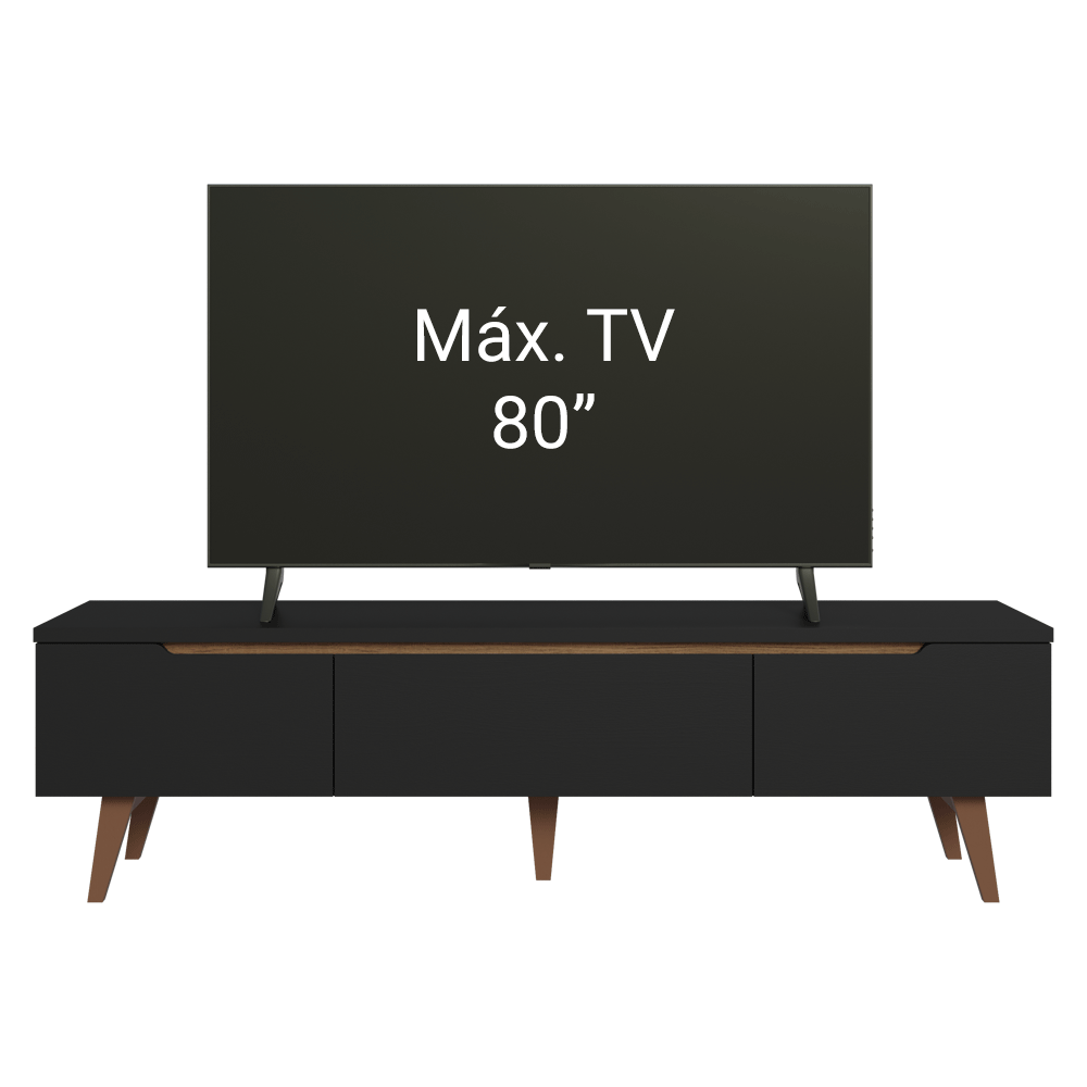 Rack para TV até 80 Polegadas 180cm 2 Portas 1 Gaveta Preto/Rustic Doha Madesa