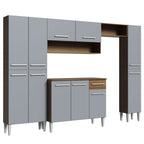 Armário de Cozinha Completa 261cm Rustic/Cinza Emilly Hit Madesa