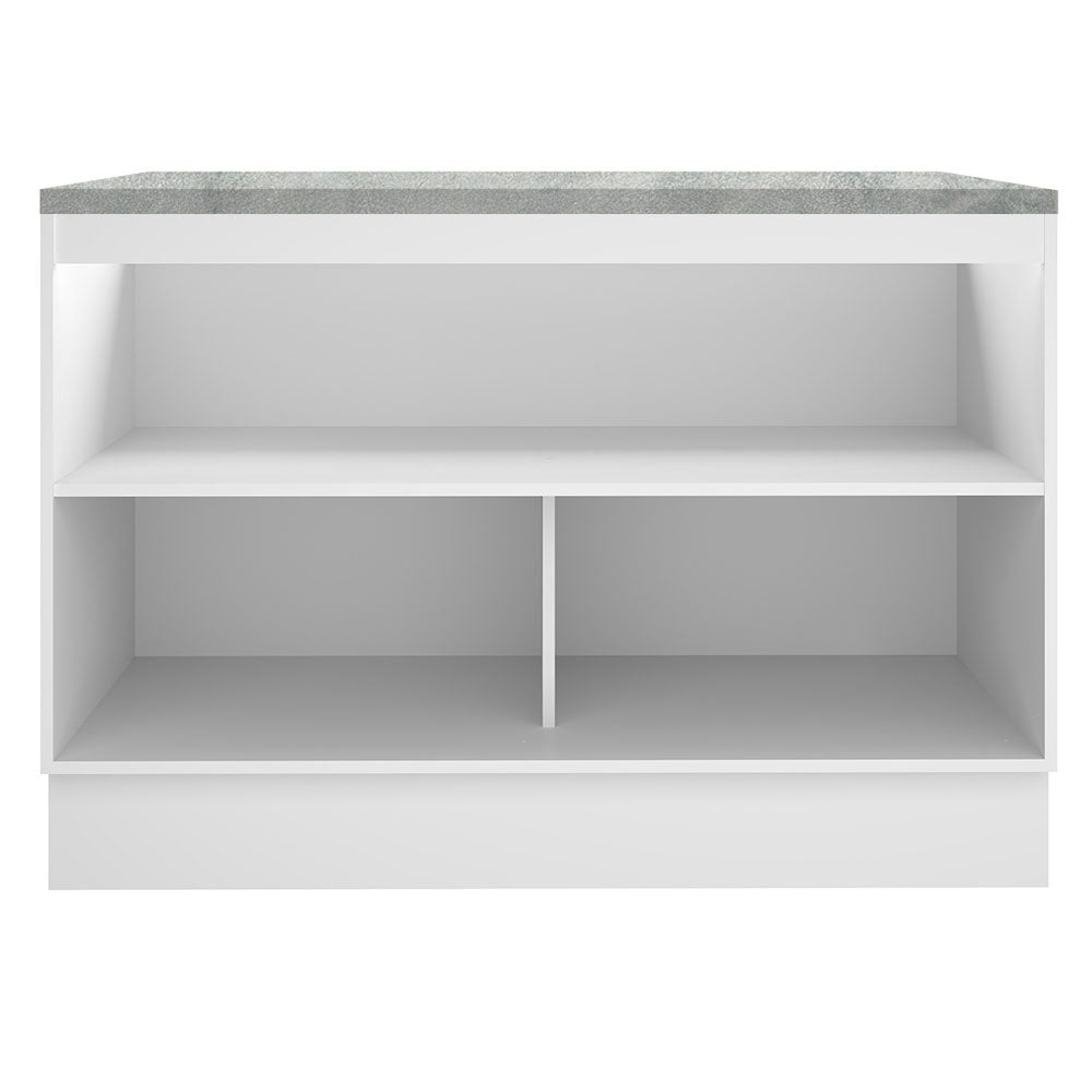 Balcão Gabinete Madesa Glamy 120 x 60 cm 2 Portas (Com Tampo) Branco/Preto