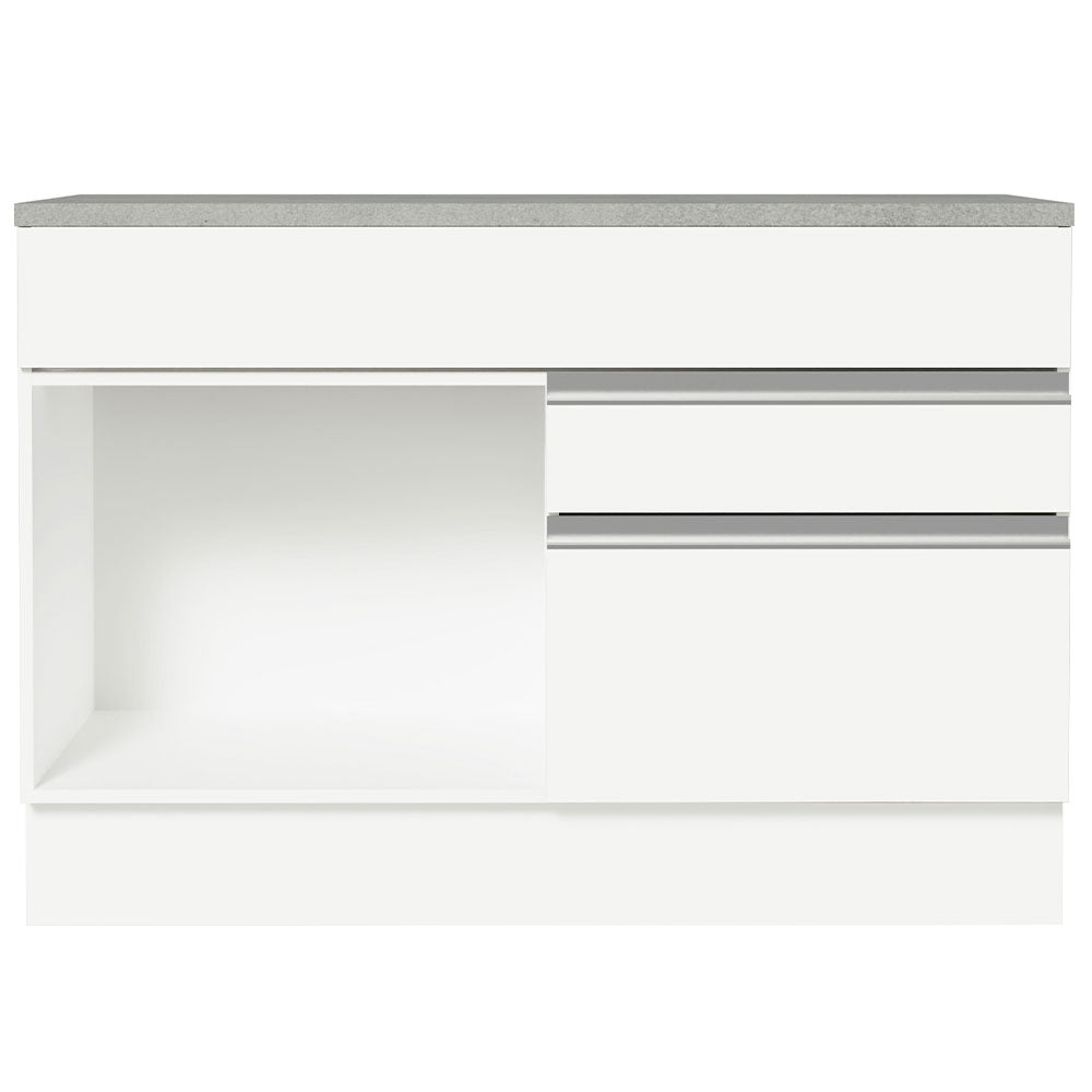 Balcão Gabinete 120 x 60 cm 1 Porta 2 Gavetas Branco (Com Tampo) Glamy Madesa