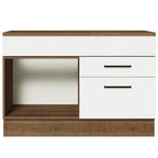 Balcão Gabinete 120 x 60 cm 1 Porta 2 Gavetas Rustic/Branco (Com Tampo) Agata Madesa