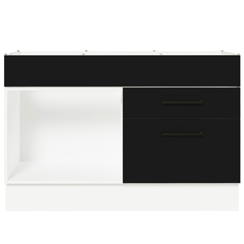 Balcão Gabinete de Pia 120 x 60 cm 1 Porta 2 Gavetas Branco/Preto (Sem Tampo) Agata Madesa