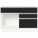 Balcão Gabinete 120 x 60 cm 1 Porta 2 Gavetas Branco/Preto (Com Tampo) Glamy Madesa