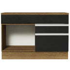 Balcão Gabinete 120 x 60 cm 1 Porta 2 Gavetas Rustic/Preto (Com Tampo) Glamy Madesa