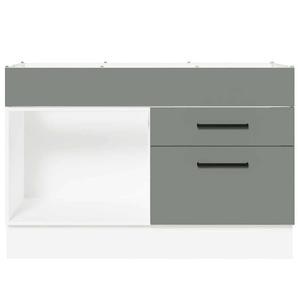 Balcão Gabinete de Pia 120 x 60 cm 1 Porta 2 Gavetas Branco/Cinza (Sem Tampo) Agata Madesa