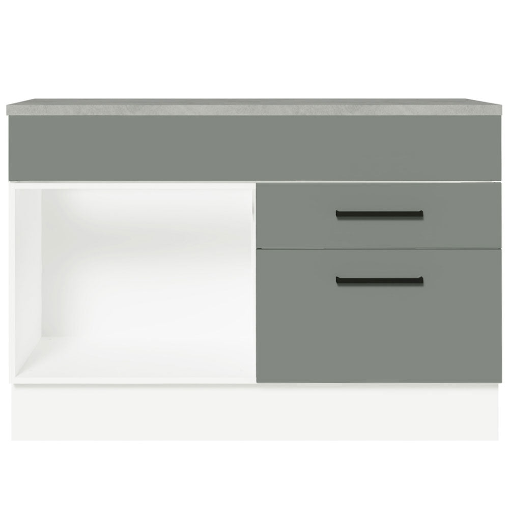Balcão Gabinete 120 x 60 cm 1 Porta 2 Gavetas Branco/Cinza (Com Tampo) Agata Madesa