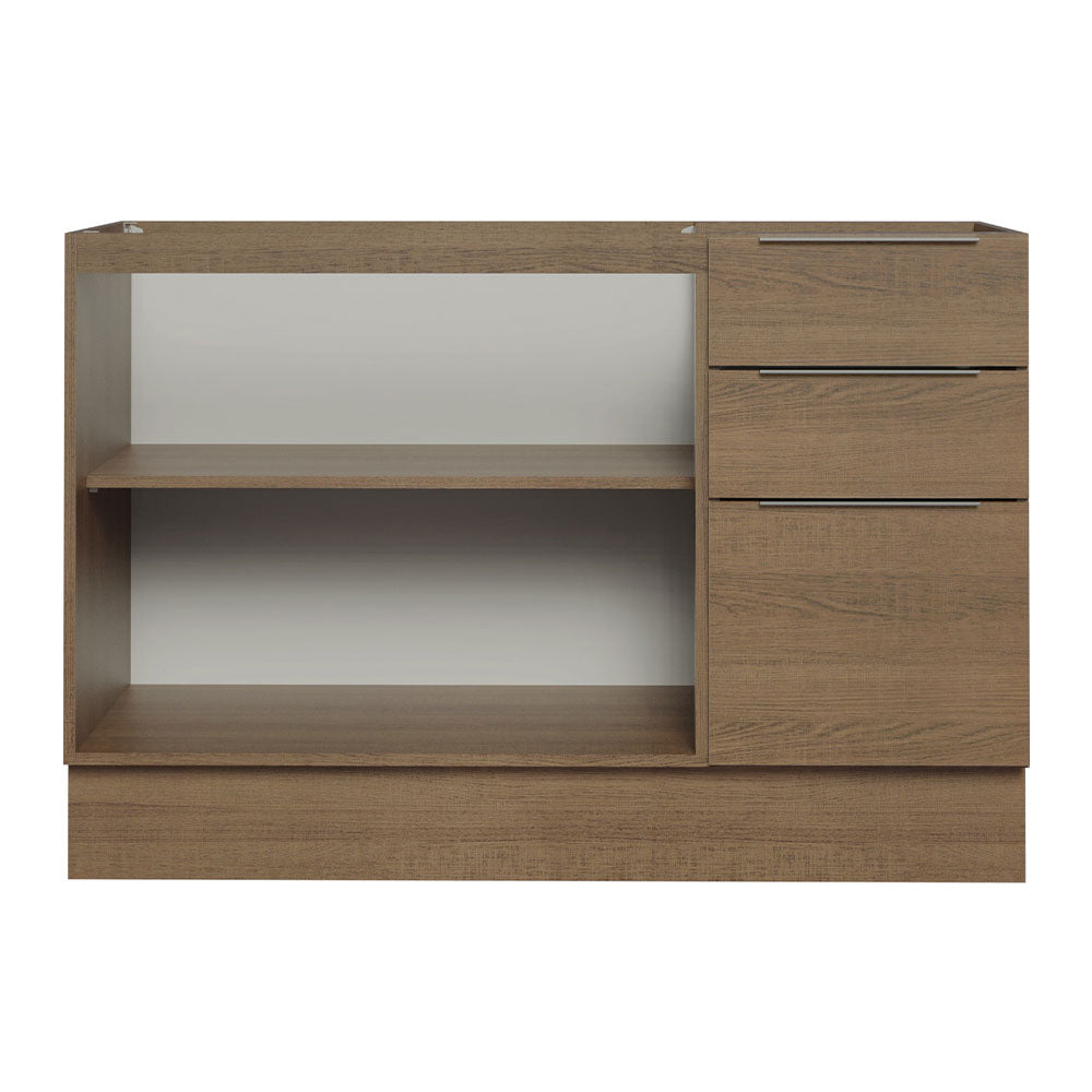 Balcão Gabinete de Pia Madesa Stella 120 x 60 cm 2 Portas e 3 Gavetas (Sem Tampo) Rustic