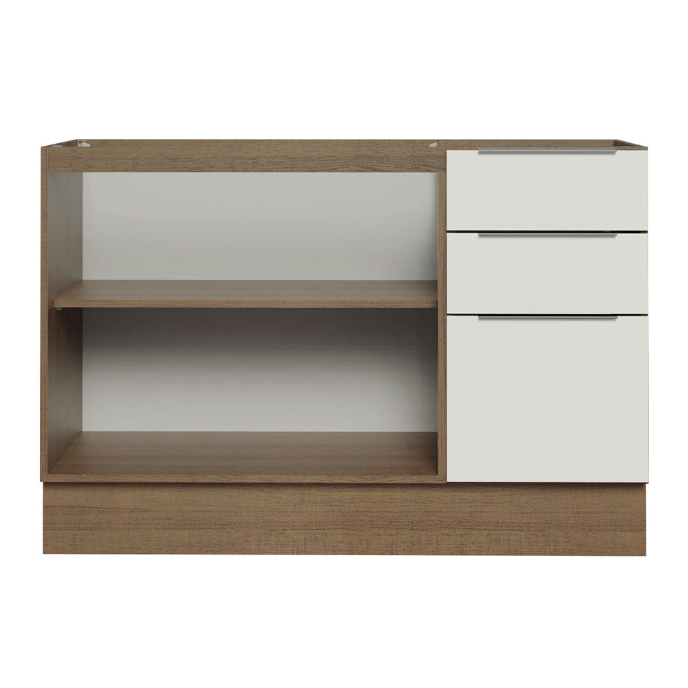 Balcão Gabinete de Pia Madesa Stella 120 x 60 cm 2 Portas e 3 Gavetas (Sem Tampo) Rustic/Branco