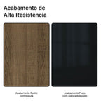 Balcão Gabinete de Pia 120 x 60 cm 2 Portas 3 Gavetas (Sem Tampo) Rustic/Preto Lux Madesa