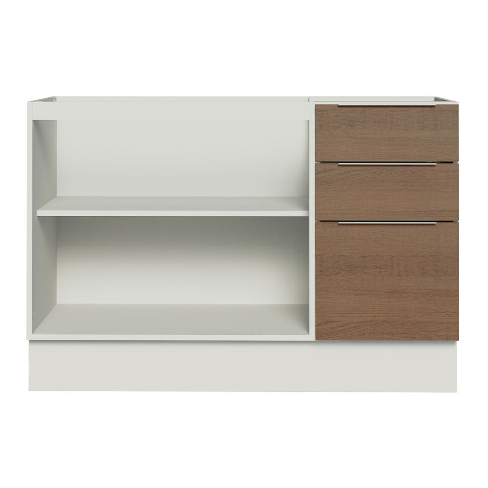 Balcão Gabinete de Pia Madesa Stella 120 x 60 cm 2 Portas e 3 Gavetas (Sem Tampo) Branco/Rustic
