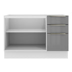 Balcão Gabinete de Pia 120 x 60 cm 2 Portas 3 Gavetas (Sem Tampo) Branco/Cinza Lux Madesa