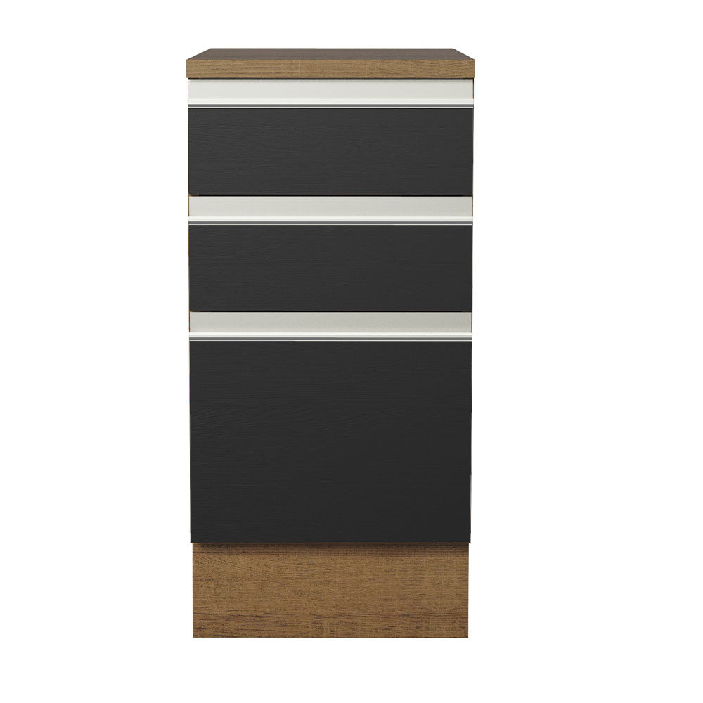 Balcão Madesa Glamy 40 x 60 cm 3 Gavetas (Com Tampo) Rustic/Preto