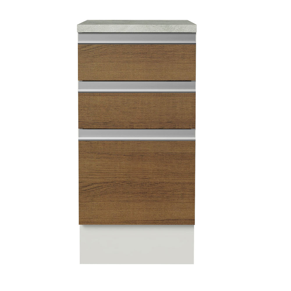 Balcão Madesa Glamy 40 x 60 cm 3 Gavetas (Com Tampo) Branco/Rustic