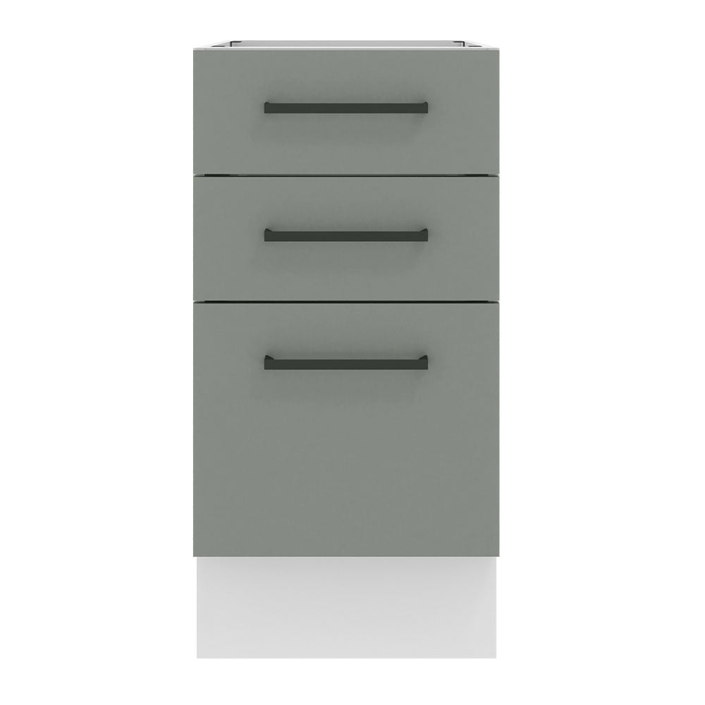Balcão Madesa Agata 40 x 60 cm 3 Gavetas (Sem Tampo) Branco/Cinza