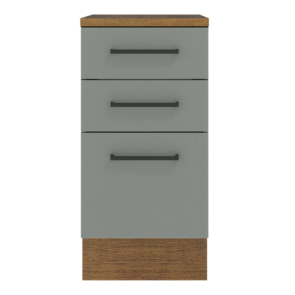 Balcão Madesa Agata 40 x 60 cm 3 Gavetas (Com Tampo) Rustic/Cinza
