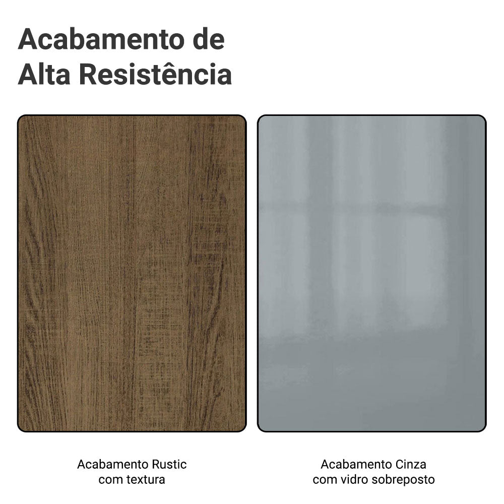 Balcão 60 x 60 cm 1 Porta (Com Tampo) Rustic/Cinza Lux Madesa