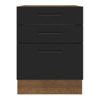 Balcão Madesa Agata 60 x 60 cm 3 Gavetas (Sem Tampo) Rustic/Preto