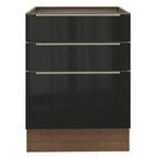 Balcão Madesa Lux 60 cm 3 Gavetas (Sem Tampo) Rustic/Preto