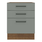 Balcão Madesa Agata 60 x 60 cm 3 Gavetas (Sem Tampo) Rustic/Cinza