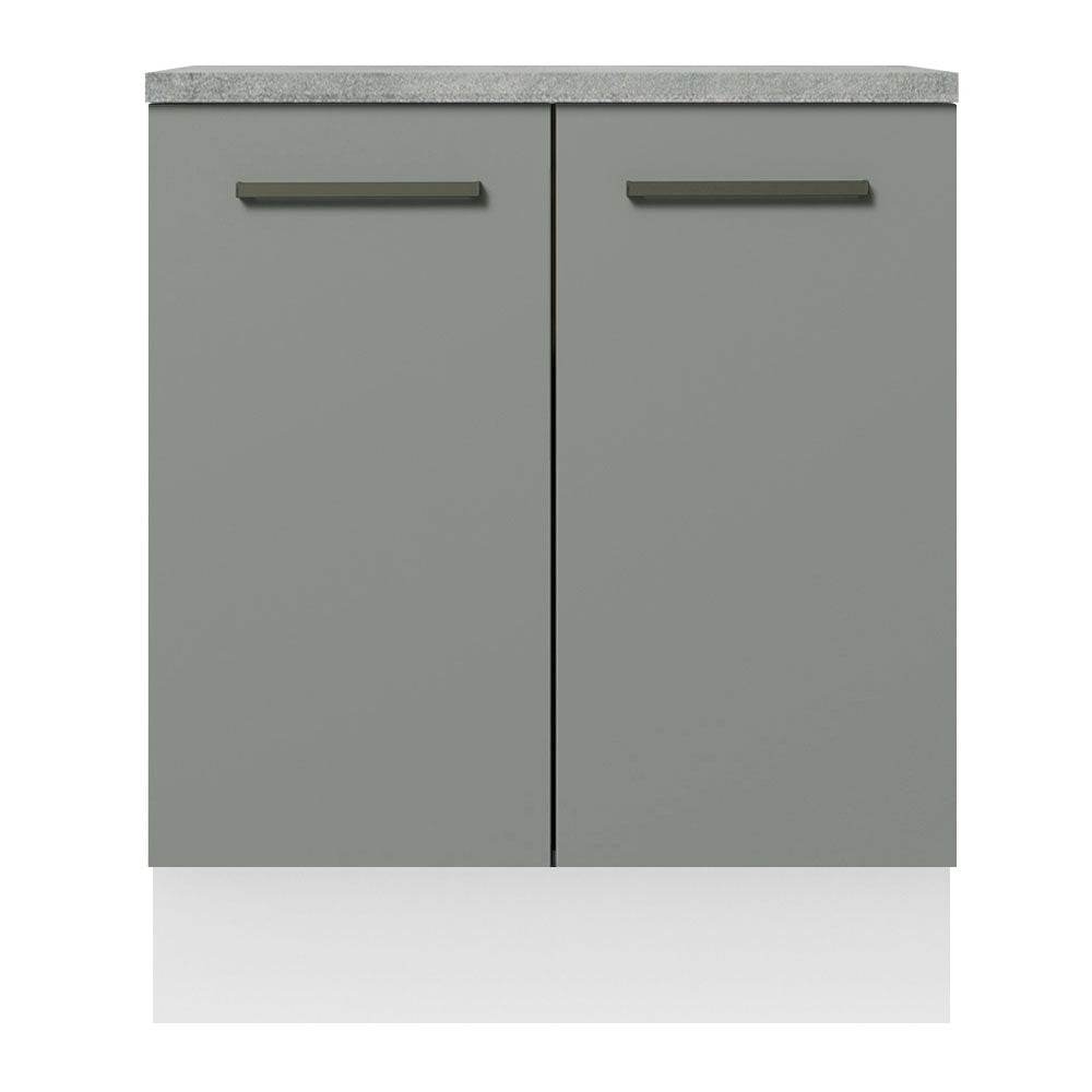 Balcão de Cozinha Madesa Agata 70 x 60 cm 2 Portas (Com Tampo) Branco/Cinza