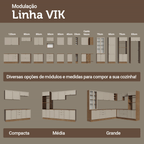 Balcão de Canto para Linha de 60 cm Profundidade (Sem Tampo) Rustic/Crema Vik Madesa