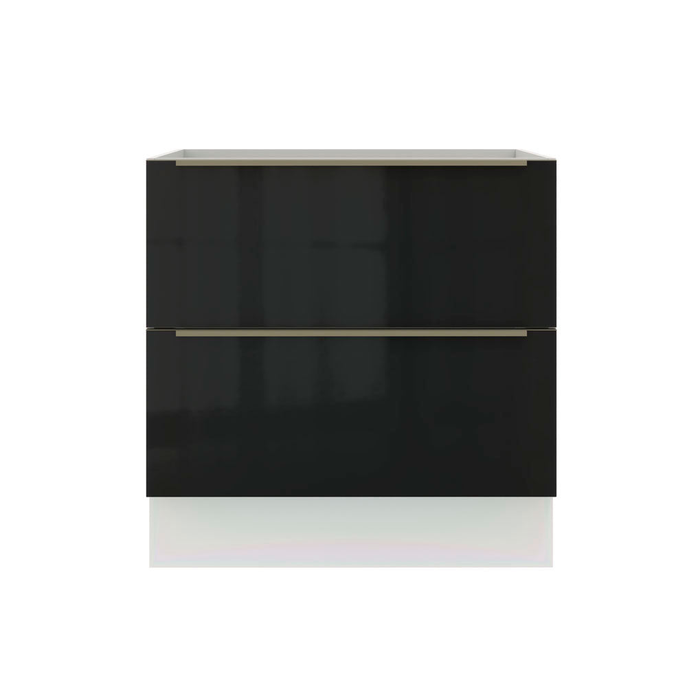 Balcão Madesa Lux 80 cm 2 Gavetas (Sem Tampo) Branco/Preto