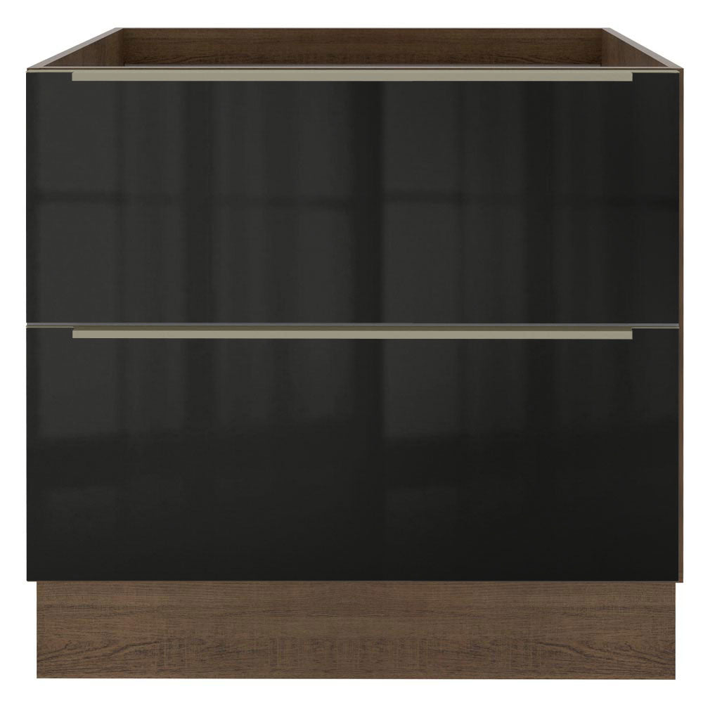 Balcão Madesa Lux 80 cm 2 Gavetas (Sem Tampo) Rustic/Preto