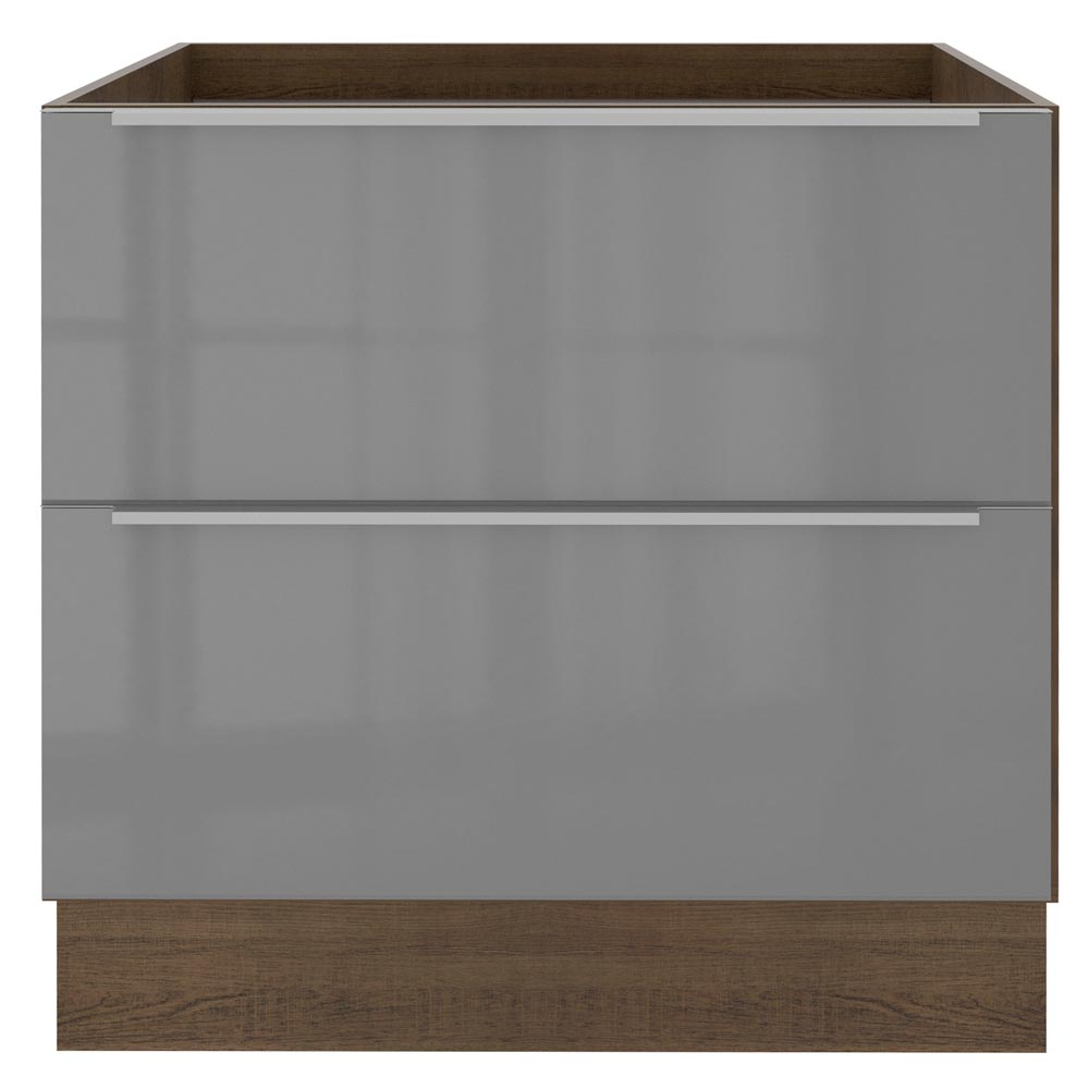 Balcão de Cozinha 80 x 60 cm 2 Gavetas (Sem Tampo) Rustic/Cinza Lux Madesa