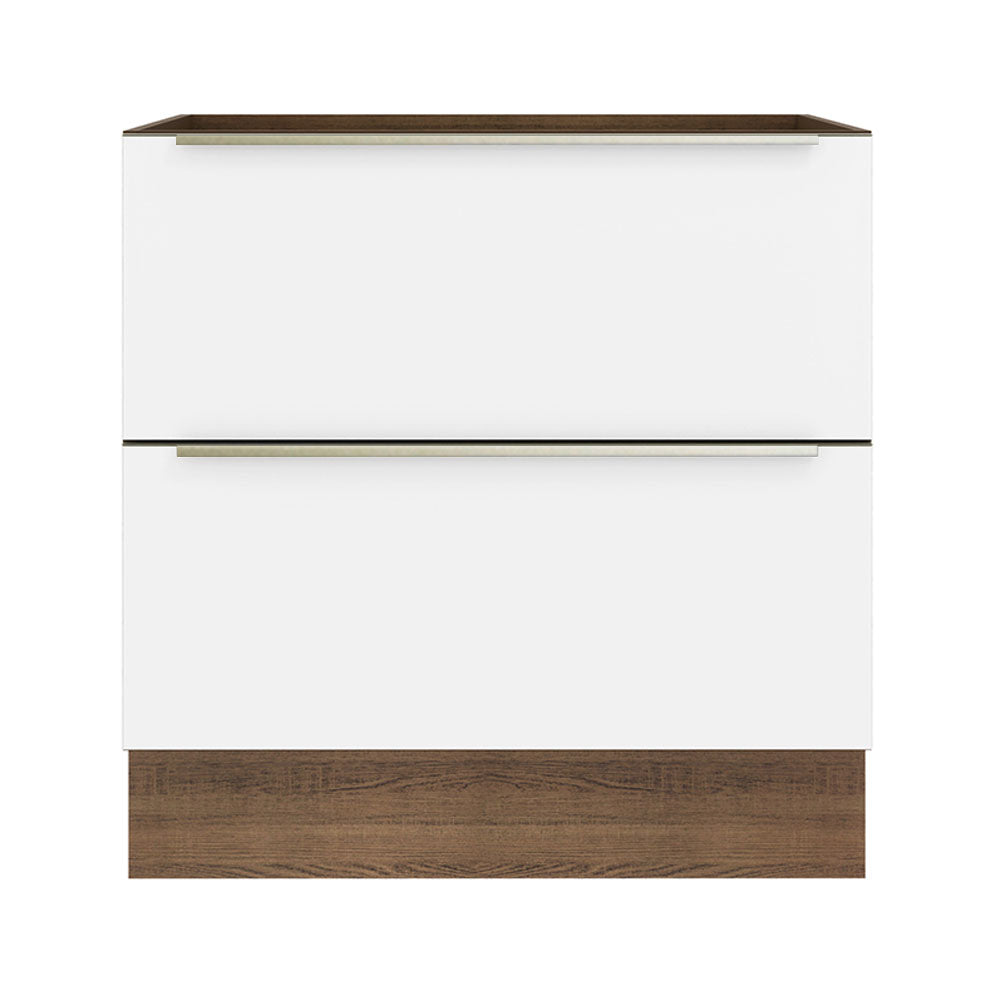Balcão Madesa Lux 80 cm 2 Gavetas (Sem Tampo) Rustic/Branco Veludo