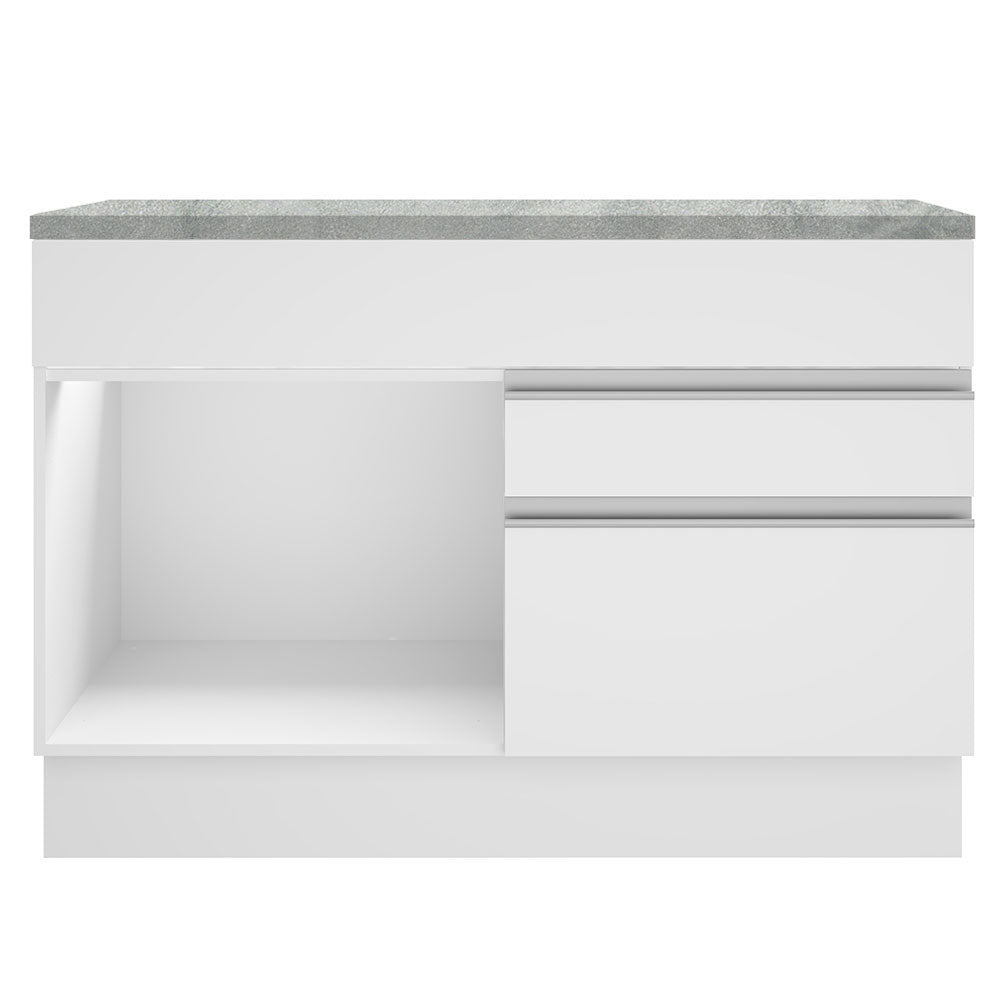 Balcão Madesa Glamy 120 cm 1 Porta e 2 Gavetas (Com Tampo) Branco