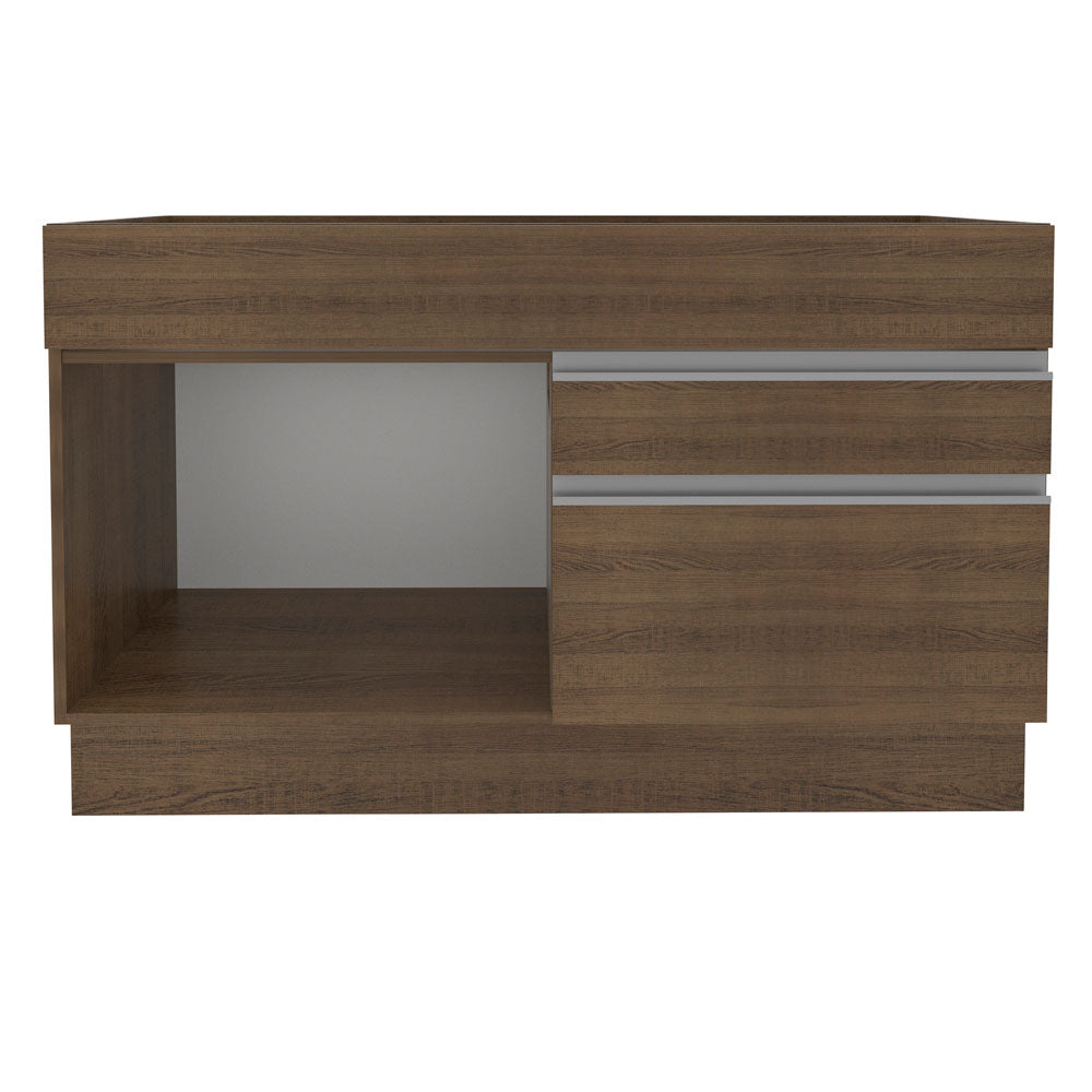 Balcão Gabinete de Pia Madesa Glamy 120 cm 1 Porta 2 Gavetas (Sem Tampo e Pia) Rustic
