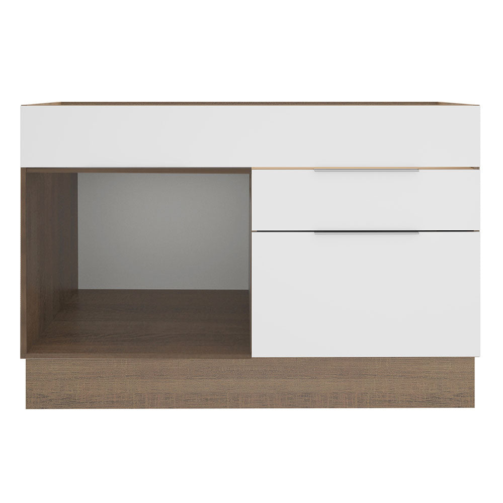 Balcão Gabinete de Pia Madesa Stella 1 Porta e 2 Gavetas (Sem Tampo e Pia) Rustic/Branco