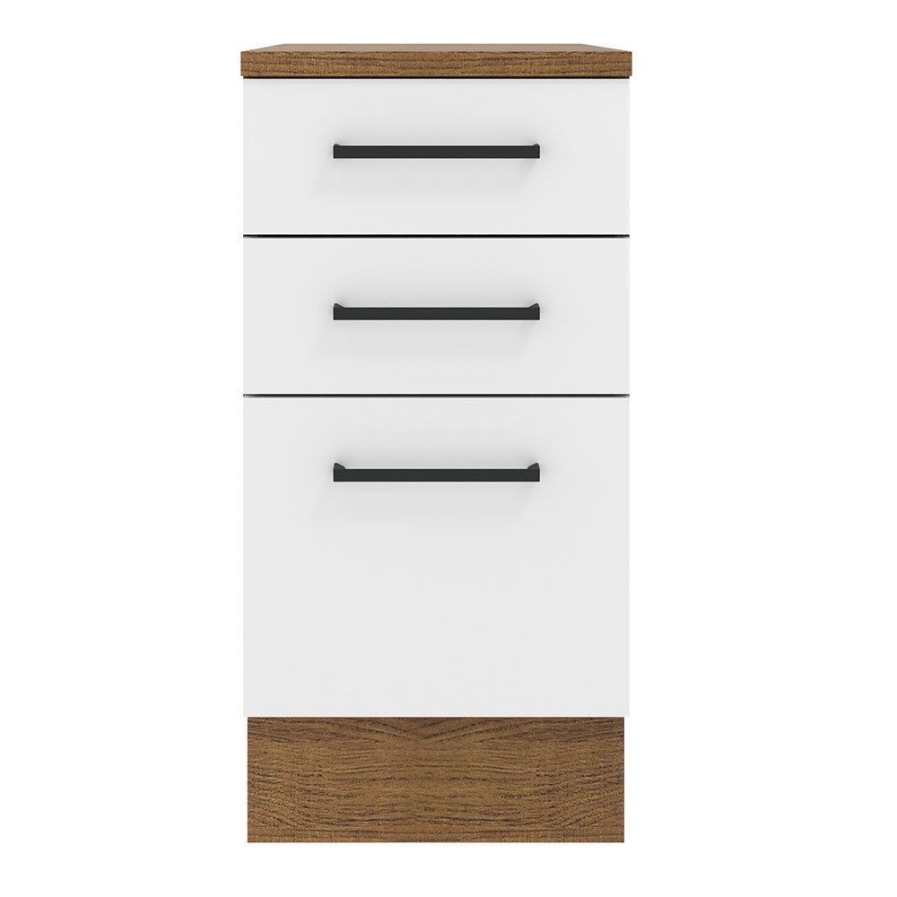Balcão Madesa Agata 40 cm 3 Gavetas Rustic/Branco