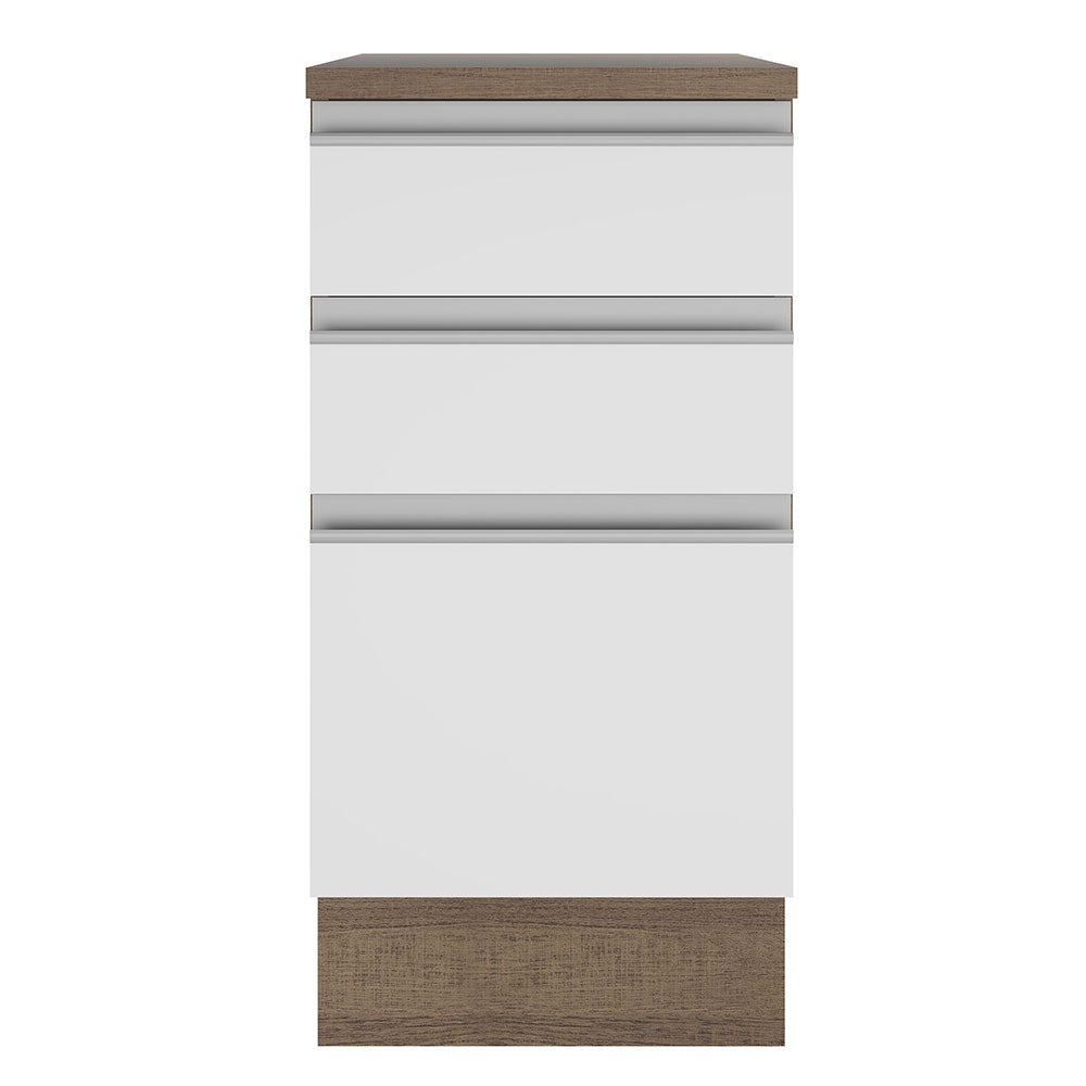 Balcão Madesa Glamy 40 cm 3 Gavetas Rustic/Branco
