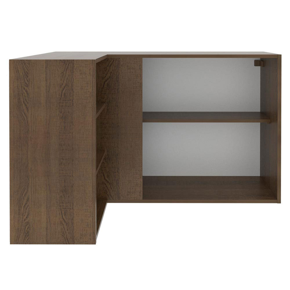 Armário Aéreo de Canto com Adega Acoplada Madesa Lux 1 Porta Rustic/Preto