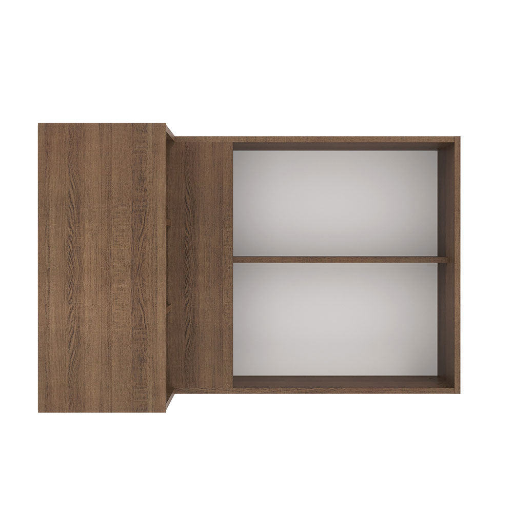 Armário Aéreo de Canto com Adega Acoplada Madesa Lux 1 Porta Rustic/Branco Veludo