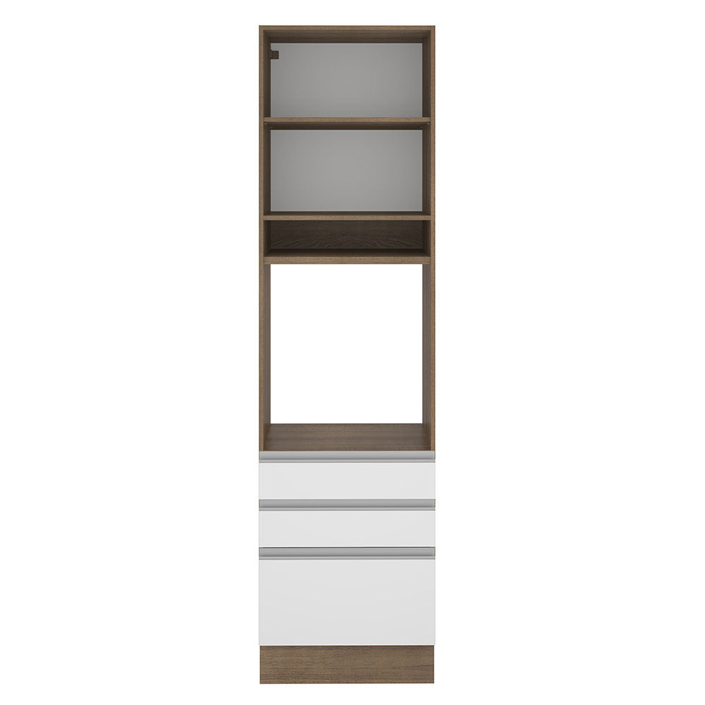 Torre Quente Madesa Glamy 60 cm 1 Porta 3 Gavetas Rustic/Branco