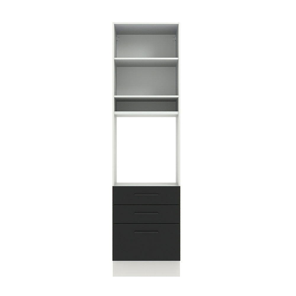 Torre Quente Madesa Agata 60 cm 1 Porta 3 Gavetas Branco/Preto