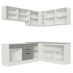 Armário de Cozinha Completa de Canto 389cm Branco Cinza Agata Madesa 01