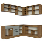 Armário de Cozinha Completa de Canto 389cm Rustic Cinza Agata Madesa 01