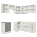 Armário de Cozinha Completa de Canto 399cm Branco Cinza Agata Madesa 02