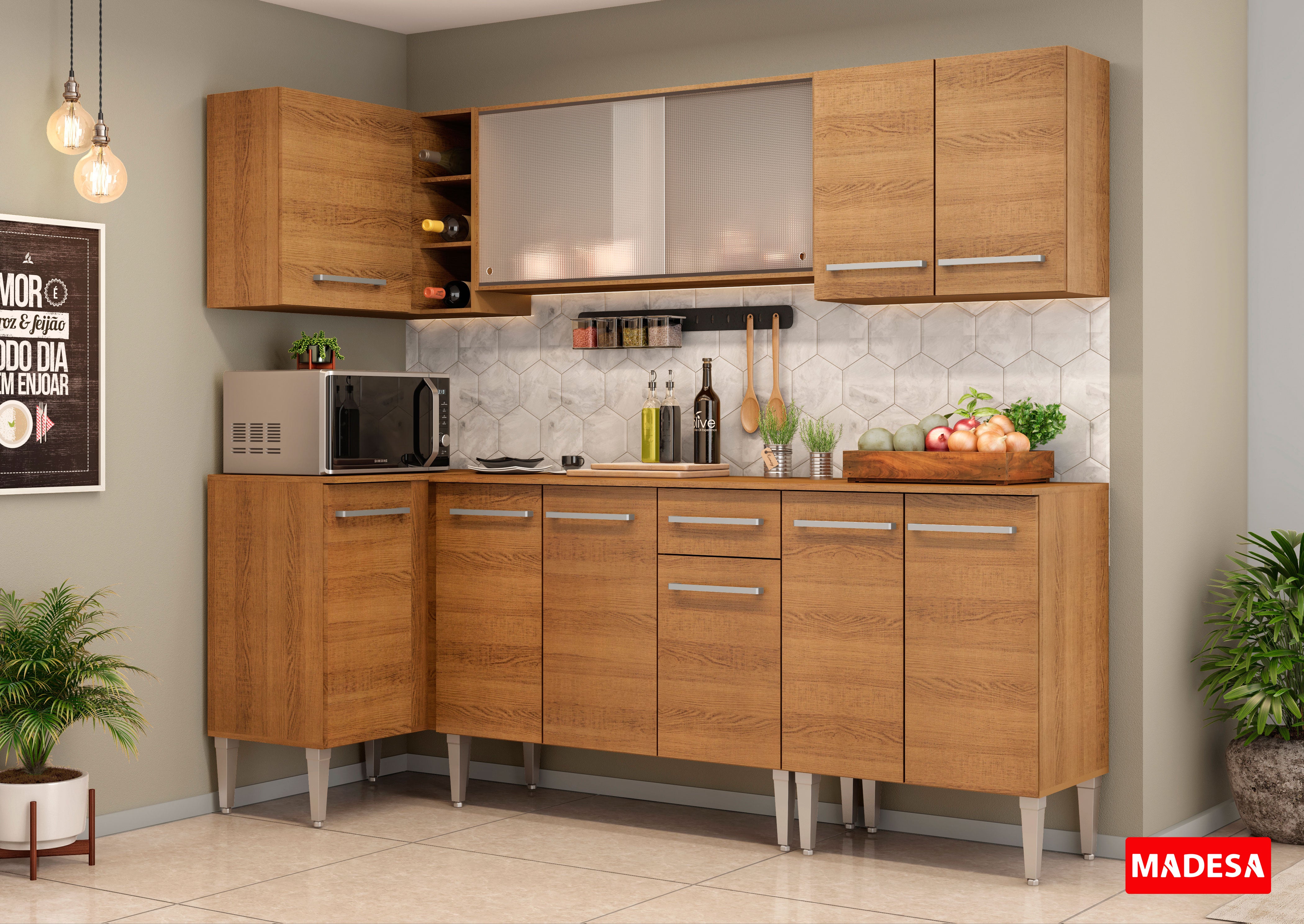 mementx3ページ Armário de Cozinha Completa de Canto 293cm Rustic Emilly Point