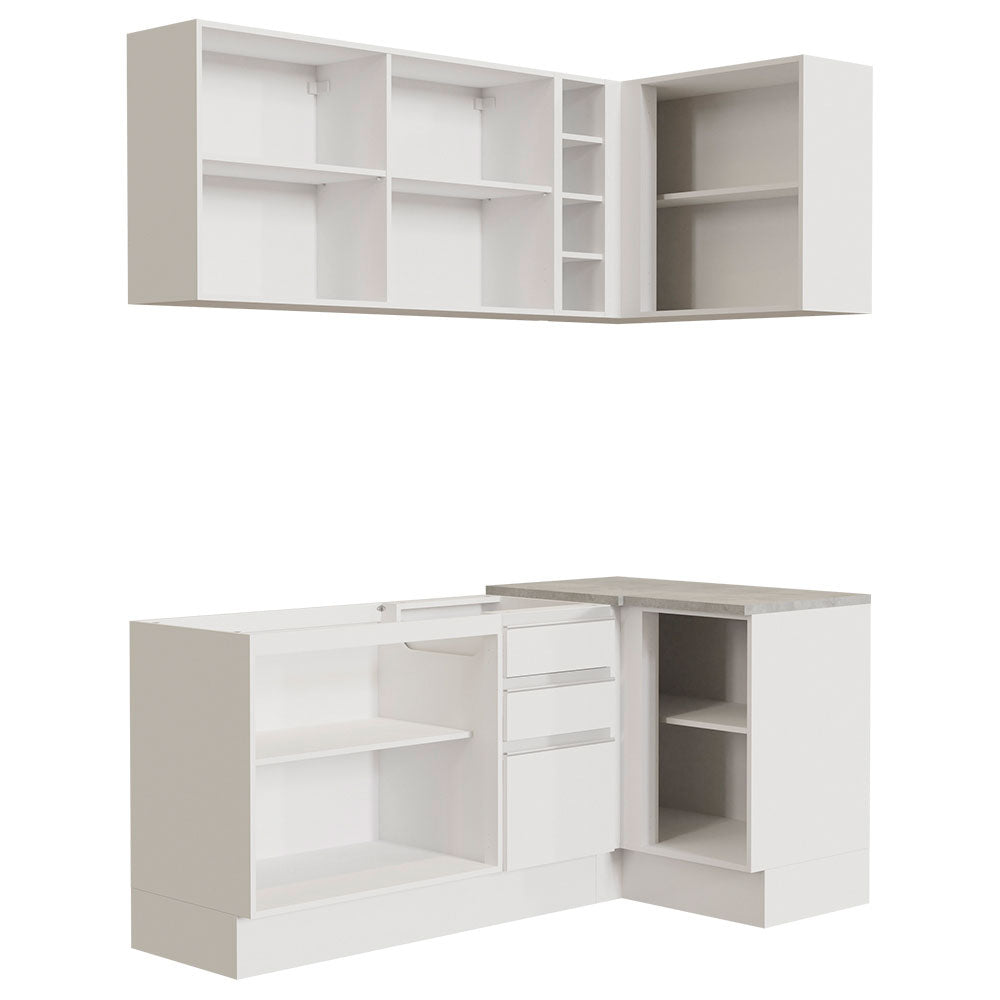 Armário de Cozinha Compacta de Canto 269cm Branco Glamy Madesa 01