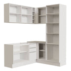 Armário de Cozinha Completa de Canto 329cm Branco Glamy Madesa 01