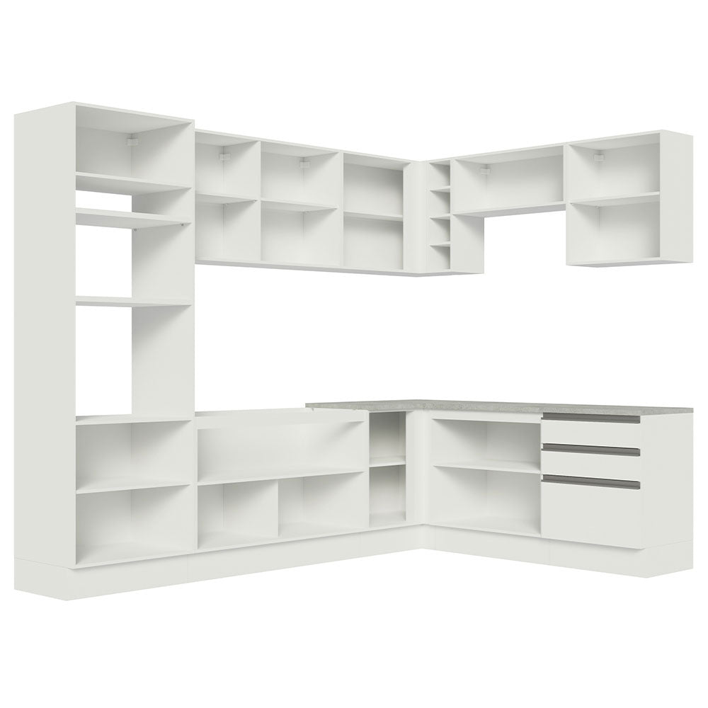 Armário de Cozinha Completa de Canto 479cm Branco Glamy Madesa 01
